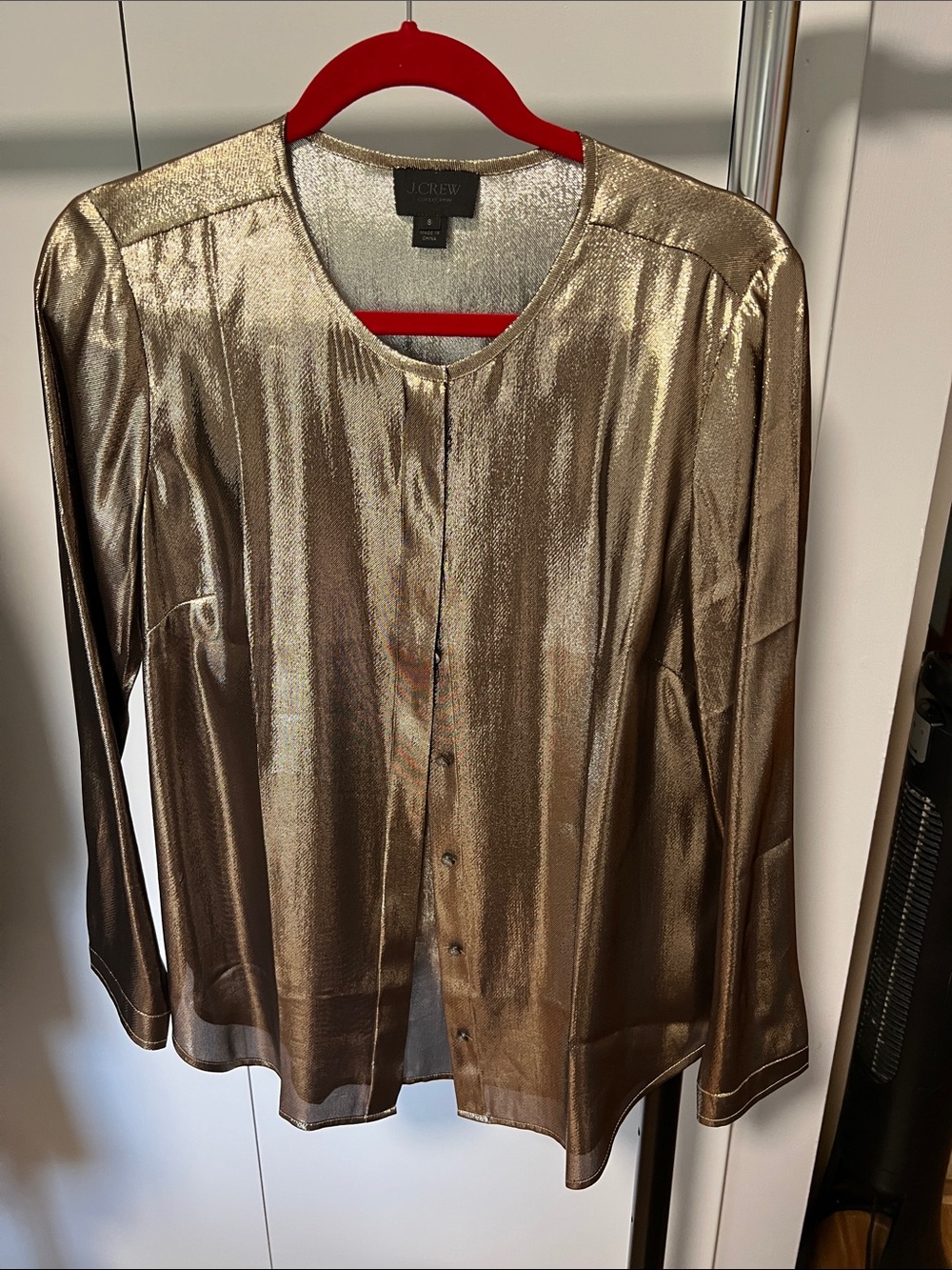 J. Crew Collection - Metallic Gold Button-Front Long Sleeve Top